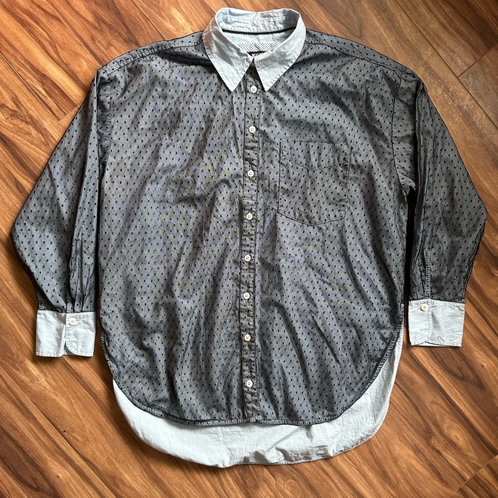 Maeve by Anthropologie women’s Medium light blue mesh long-sleeve button up